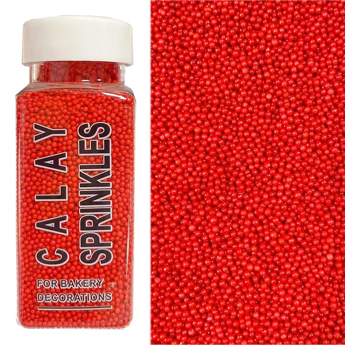 PhilaeEC Red Nonpareils Sprinkle 2mm Mini Peals Sprinkle Edible for Cake Decoration Cupcake Topper Cookie Baking Decorations Halloween Christmas Valentine Supplies