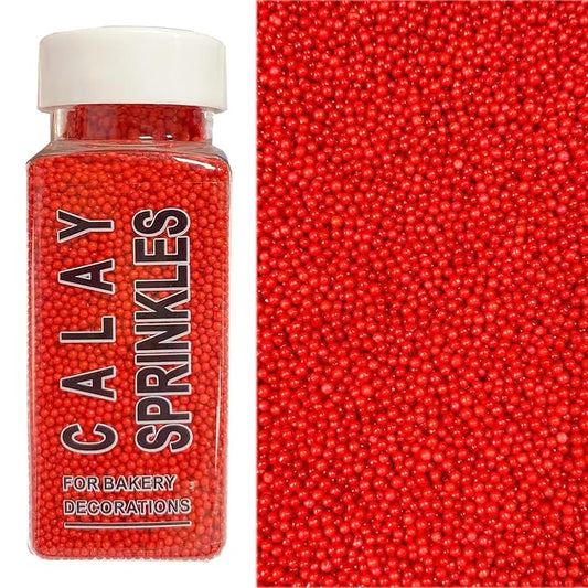 PhilaeEC Red Nonpareils Sprinkle 2mm Mini Peals Sprinkle Edible for Cake Decoration Cupcake Topper Cookie Baking Decorations Halloween Christmas Valentine Supplies
