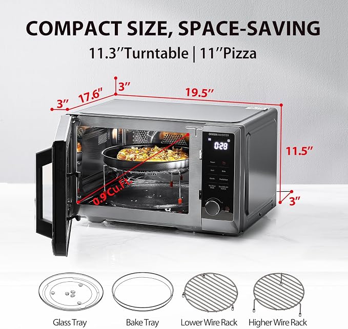 TOSHIBA 6-in-1 Inverter Countertop Microwave Oven Healthy Air Fryer Combo, MASTER Series, Air Fryer, Broil, Convection, Speedy Combi, Even Defrost, Sound On/Off 27 Auto Menu Stainless Steel (Renewed)