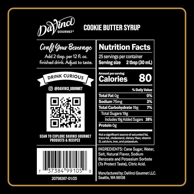 DaVinci Gourmet Cookie Butter Syrup, 25.4 Fluid Ounces (Pack of 4)