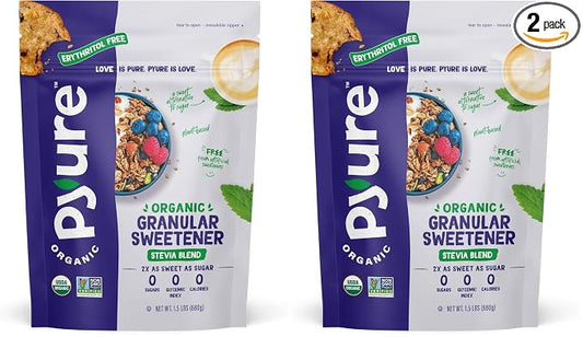 Pyure Organic Stevia Blend | Granulated Sugar Substitute with Zero Calories & Carbs | Keto, Diabetic & Vegan Friendly | Sugary Taste Alternative | USDA Organic, Non-GMO | Erythritol Free | Good For Baking | 1.5lb (24oz)