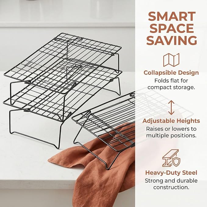 Detachable Collapsible Cooling Racks, Wire Cooling Rack Stackable Drying Rack for Bread Cookie Baking Candy Fruits (2-tier)