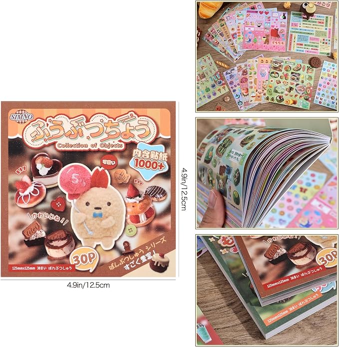 Girl's Japanese Retro Sticker Book, 1000+ Cute Comics Style Food Stickers, for DIY Scrapbooking Journaling Handbook Decoration