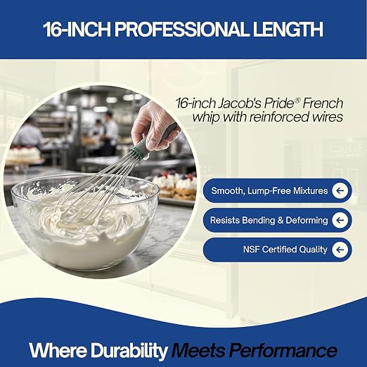 Vollrath 47093 Jacob's Pride 16" French Whip Whisk with Nylon Handle, Stainless Steel, NSF, Silver