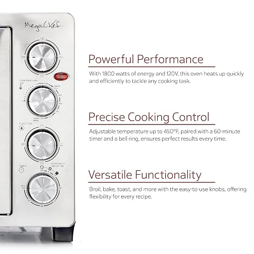 MegaChef 47 Quart Electric French Door Rotisserie Convection Counter Top Oven with Convection and Oven Lamp