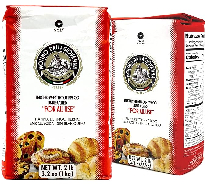 Molino Dallagiovanna Universale All-Purpose Italian Flour, 4.4 Pounds, (2Kg) Non-GMO, No Glyphosate, No Bromate Cold Water Processed