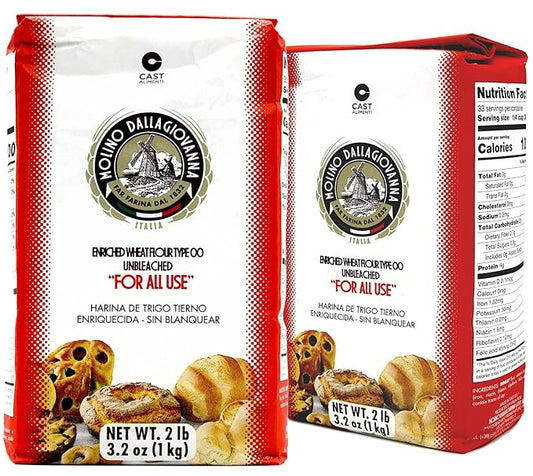 Molino Dallagiovanna Universale All-Purpose Italian Flour, 4.4 Pounds, (2Kg) Non-GMO, No Glyphosate, No Bromate Cold Water Processed