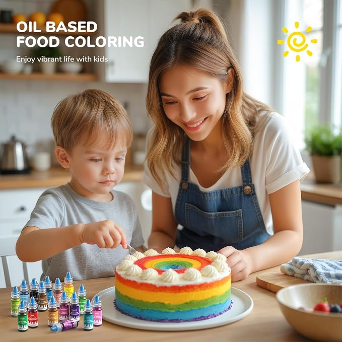 Oil-Based Food Coloring for Chocolate - 16 Colors Oils Dye Set Flavorless Edible Food Color Vibrant Neon Icing Colors for Candy Melts, Baking, Fondant, Icing, and Cake Decorating(0.25 fl.oz)