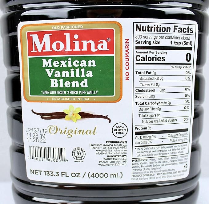 Molina Vanilla - Mexican Vanilla 133.3 FL oz / 4000 ml