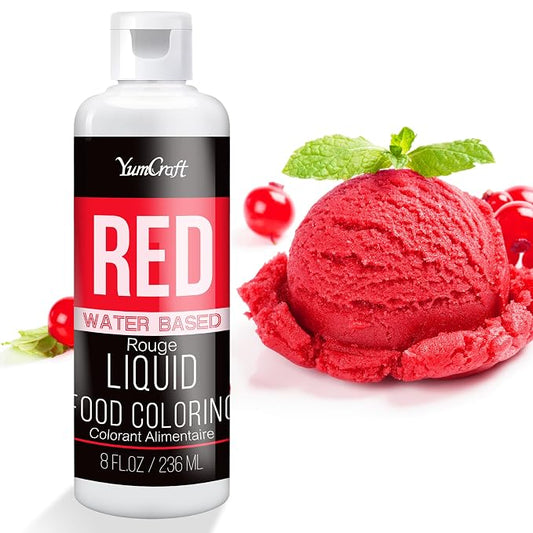 Food Coloring Liquid - Vibrant Color Food Coloring for Cake Decorating, Baking, Easter Egg, Icing - Tasteless Food Color Dye for Fondant, Cooking, Airbrush (Red, 8 Fl.oz)