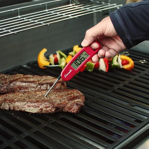 Escali Compact Portable Meat Candy Folding Digital Thermometer, Backlit Display Easy to Storage with Magnet, Black