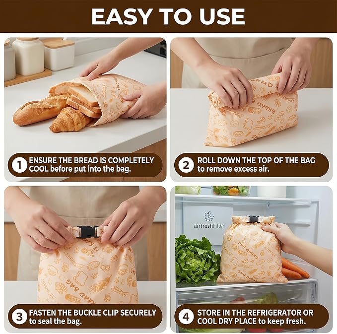 2 Pack Reusable Beeswax Bread Bags, 17x13 Inches Large Linen Sourdough Keeper, Natural Beeswax Lining, Plastic-Free Eco-Friendly Food Storage for Homemade Bread, Keep Fresh Longer