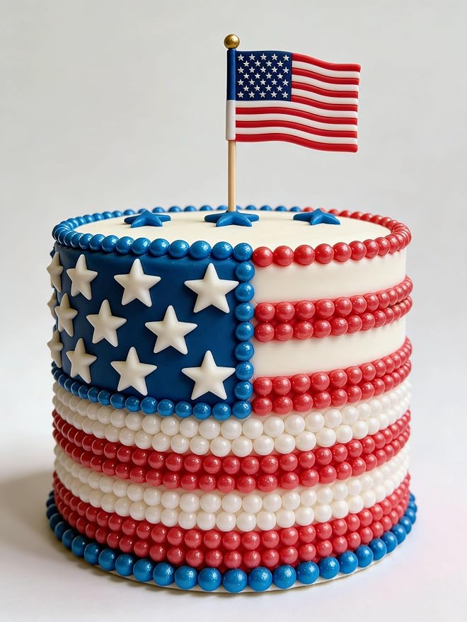 HeDeon&Rles Red White Blue Pearls Sprinkles for Baking Free Sprinkles 90g/3.17oz 4 Size Mix Edible Preals for Cake Cupcake Pancake Icing Decoration Independence Day Halloween Supplies