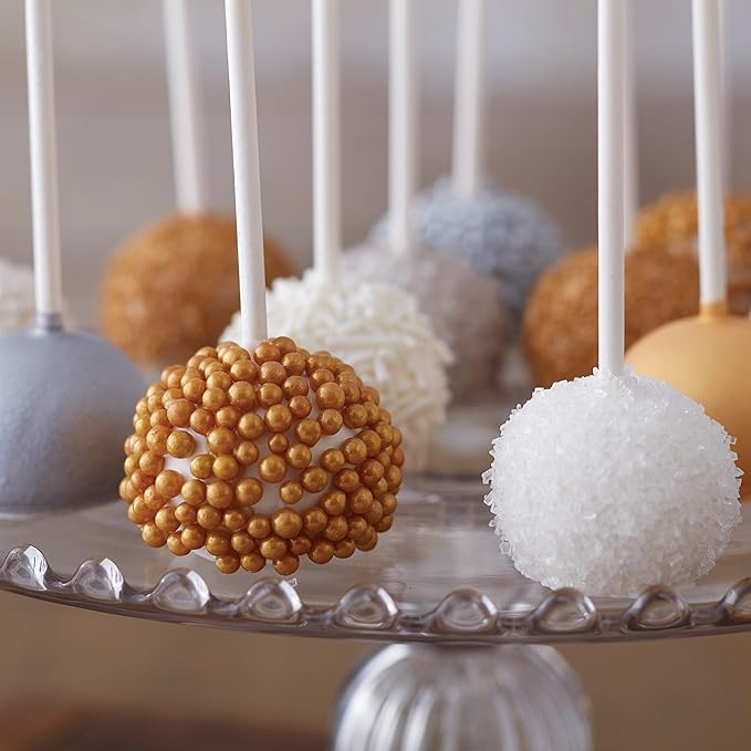 Wilton Edible Sugar Pearls, Edible Cupcake Toppers Non-Toxic Wilton Pearls With Long Shelf Life, Sprinkles For Cake Decorating 141 Gram (Gold)