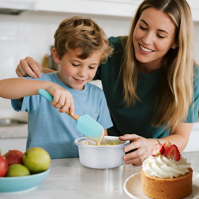 6 Inch Cake Pans Set of 4, Nonstick Aluminum Pans with 100 Sheets Parchment Paper, Round Cake Pans Cake Tins for Making Layered Cakes Deep Dish Pizza Quiches, Removable Bottom for Easy Quick Release