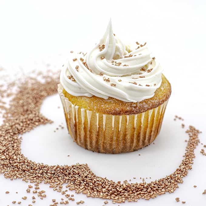 Bakerpan Rose Gold Pearlized Sugar Sprinkles for Baking - 5 oz Coarse Sparkling Decorating Sugar Crystals for Baking Topping, Cookies, Cupcakes & Cake Pops | Made in USA