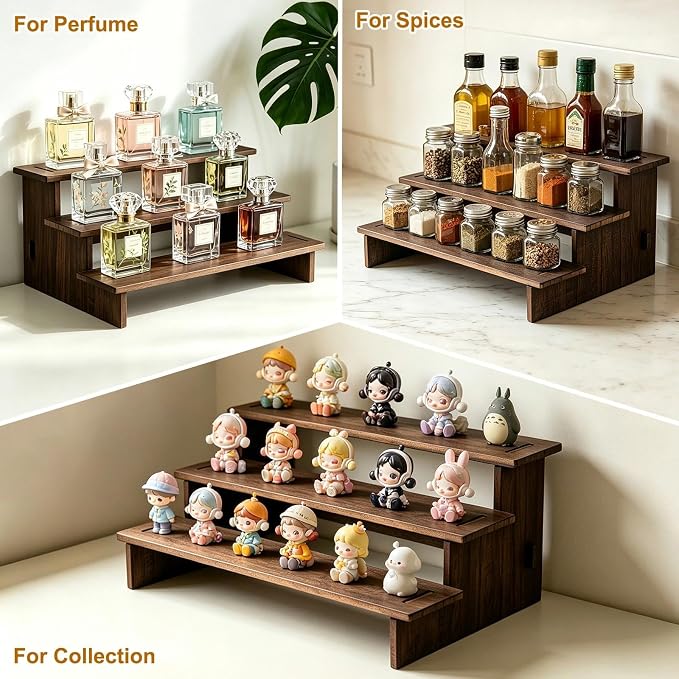 3 Tiered Cupcake Stand - 30s Quick Assembly, Easy Carry&Store | Wooden Cupcake Display Stand, 3 Tier Serving Tray for Vendors, Cup Cake, Dessert, Cookie, Figures, Spice Rack, Farmers Market