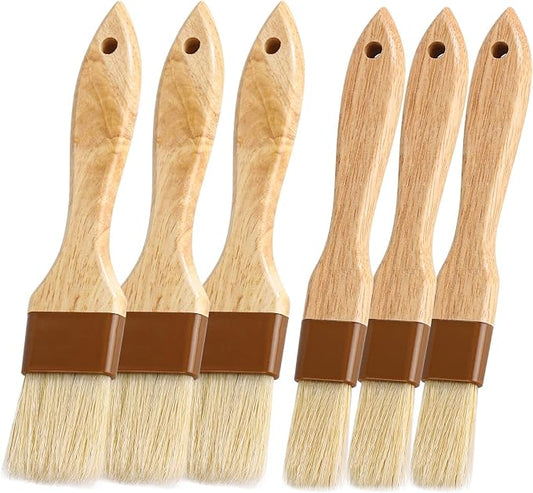 6Pcs Pastry Brushes, Natural Bristle Basting Brush for Cooking Food