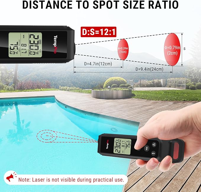TempPro 2-in-1 Instant Read Thermometer for Cooking, Infrared Thermometer with Meat Probe, Non-Contact Laser Meat Thermometer for Griddle Grill Pizza Oven, Black, Gift for Dad Him Husband