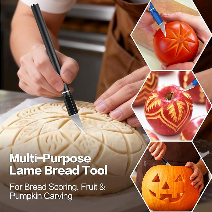 Upgraded Bread Lame 2-Pack, Professional Sourdough Scoring Tool with 20 Stainless Blades, Non-Slip Ergonomic Grip & Storage Case, Bread Scoring Tool for Home Bakers & Artisan Bread Making
