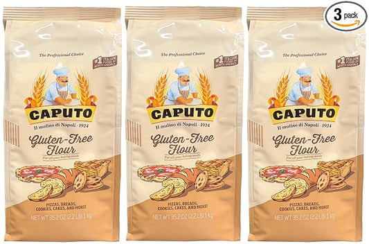 Antimo Caputo Gluten Free Pizza Flour 2.2lb - All Natural Multi Purpose Flour & Starch Blend for Baking Pizza, Bread, & Pasta (3 Pack)