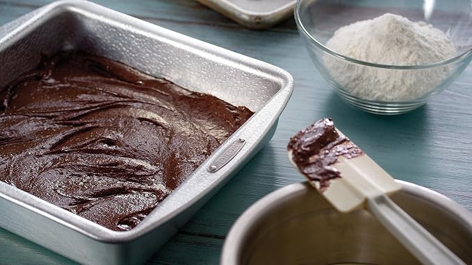 Doughmakers 9" Square Cake Commercial Grade Aluminum Bake Pan | Pattened Pebble Pattern is Naturally Non-Stick & Evenly Bakes | Perfect For Baking Cakes & Brownies | Makes 9" Square Cakes