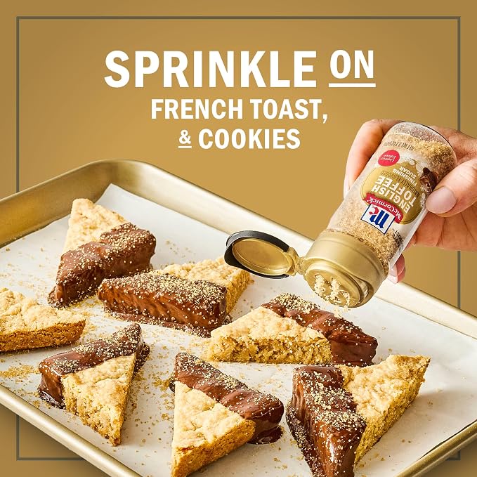 McCormick Finishing Sugar, English Toffee, Limited Edition, Rich & Buttery Sweetness for Hot Chocolate, Cookies, Cake, Pie, Cocktails, and More, 3.7 oz (Pack of 2)