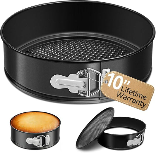 USLAI Springform Pan, 10 Inch Nonstick Cheesecake Pan with Removable Bottom, Easy to Clean, Ideal for Baking Cakes, Pies and Quiches