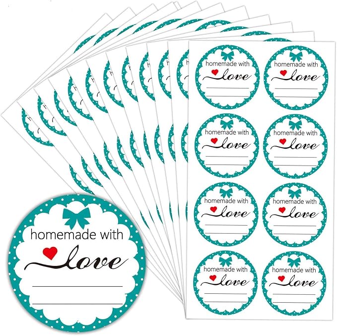 Homemade with Love Stickers 2 Inch DIY Jar Decoration Customizable Canning Jar Labels with Lines for Writing Baked Goods Packaging Stickers,504 Pcs