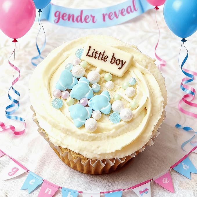 Peelit Baby Shower Sprinkles Mix, 4oz | Pastel Edible Pearls & Baby Onesie Shapes, Soft & Tasty Cupcake Toppings, Gender Reveal & Birthday Decor, Resealable Bag