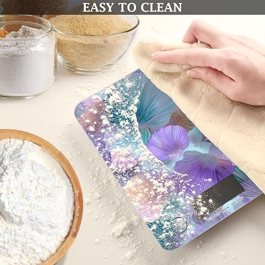Food Scale Kitchen Scale for Baking Cooking Digital Food Weighing Measuring Scale Small Waterproof Electric Food Scale Shells Leaves Blue Green