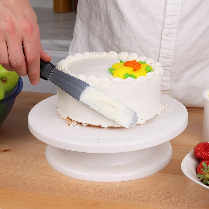 11 Inch Rotating Cake Stand/Turntable with 2 Icing Spatula and 3 Icing Smoother, Revolving Cake Stand Decorating Supplies/Baking Supplies/Baking Kit