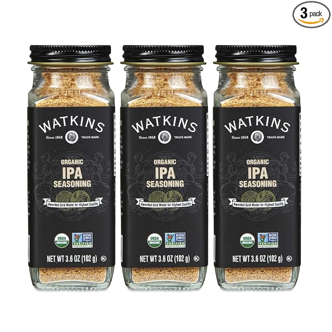 Watkins Gourmet Organic Spice Jar, IPA Seasoning, 3.6 oz. Bottle, 3-Pack