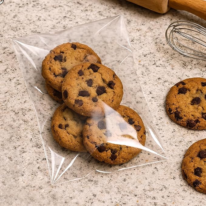 Morepack Self Sealing Cellophane Bags,6x9 Inches 200 Pcs Clear Cookie Bags Resealable Cellophane Bag for Packaging Cookies,Favors,Products,Candy
