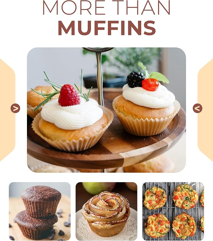 CARTMAN 24-Cup Mini Muffin Pan with 200 Paper Liners, Non-Stick Carbon Steel Mini Muffin Tin for Even Baking, Ideal for Cupcakes, Egg Bites, and Party Treats