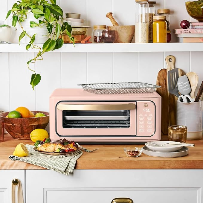 Infrared Air Fry Toaster Oven 9 Slice, 1800W Countertop Oven with Convection & Air Fry Functions, Digital Touch Display, Multi Cooking Modes for Baking, Broiling & Reheating (Rose)