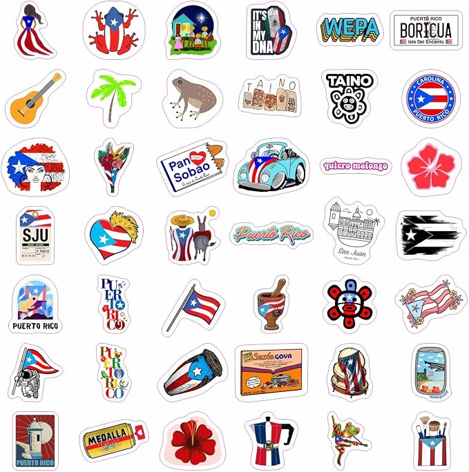 BulbaCraft Puerto Rico Stickers, Puerto Rican Stickers for Water Bottles and Laptop, Gifts for Women & Men