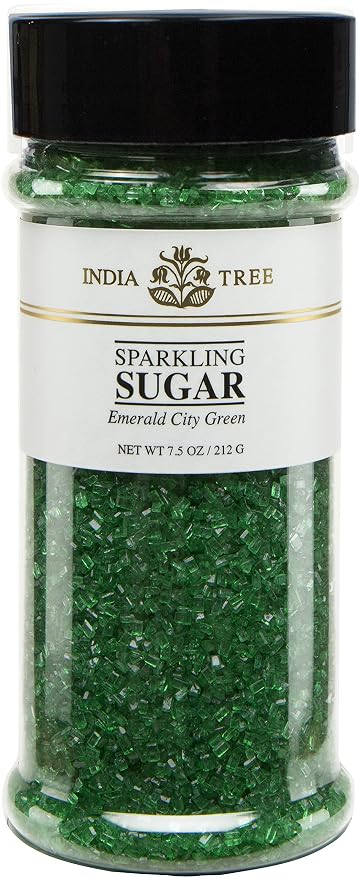 India Tree, Green Sparkling Sugar, Large Jar | Shimmery Sugar Sprinkles for Baking and Decorating | 7.5 Oz Jar (Pack of 1)