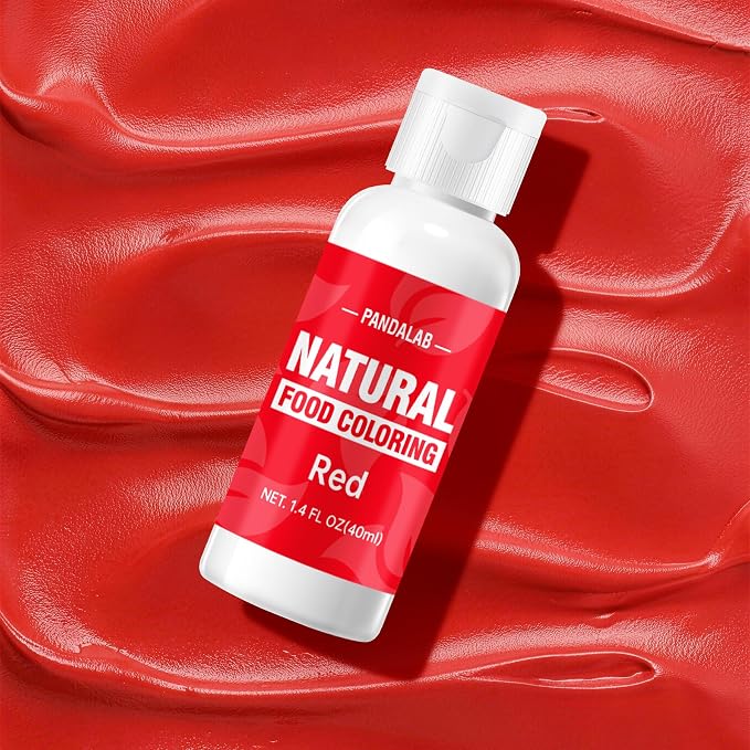 Red Natural Food Coloring - Pandalab 40mL Plant-Based Concentrated Food Dye, No Artificial Dye, Vegan Edible Color for Baking, Cake Decorating, Icing, Frosting, Cookies, Candy, 1.4 Fl Oz