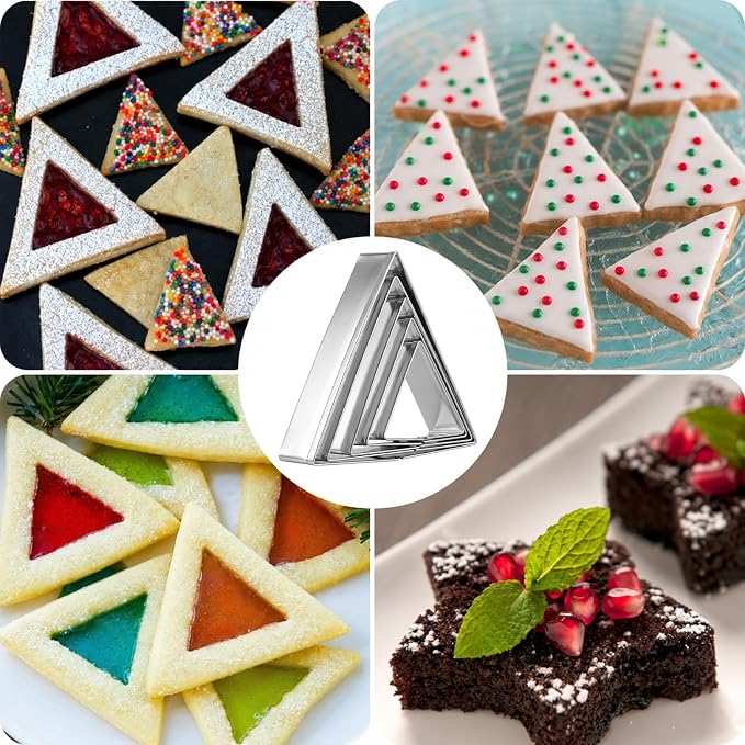 5 Pcs Triangle Cookie Cutter Set, Stainless Steel Triangle Cookie Cutter | Fondant Biscuit Sandwich Cheese Cutter TriangleShapes Molds Pastry Mold Bakeware Tools