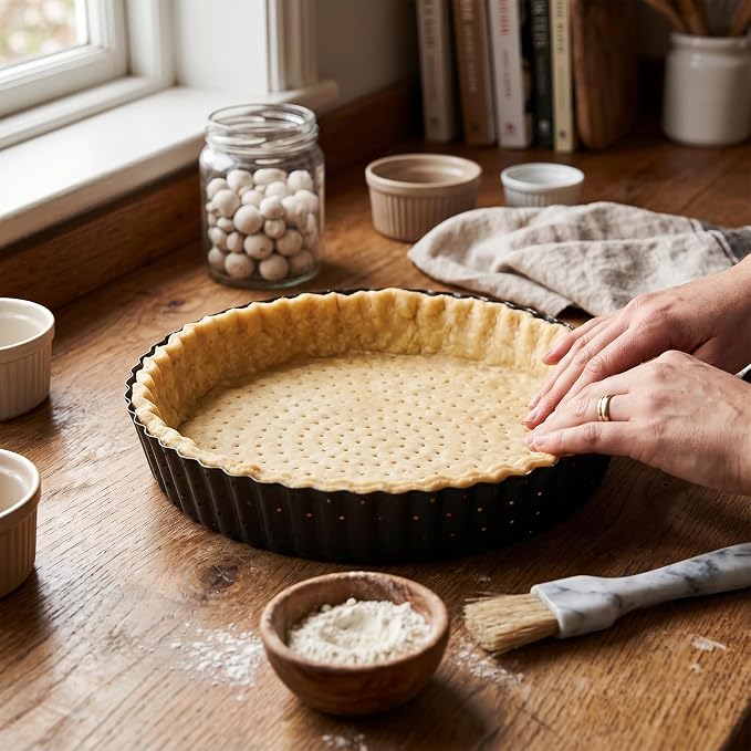 Deep Dish Quiche Lorraine Pie Pan - 7.87 inch Tart Pans with Removable Bottoms - Apple Pie Pan - 7.87 inch Tarte Tatin Pan - Deep Dish Pie Crust - Quiche Baking Dish