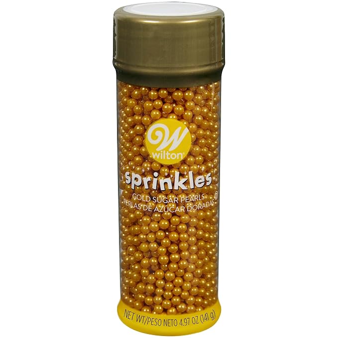 Wilton Sugar Pearls, 141 gram, Gold, Non Toxic (Pack of 2)