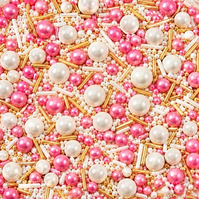 Confect Fusion Mashup Sprinkles – Pink & White Pearl Sprinkle Mix for Cake & Cupcake Decorating – Edible Baking Topping Balls - Vegan, Gluten-Free, Nut-Free, Soy-Free, Dairy-Free, Palm Oil-Free – 4.2 Oz