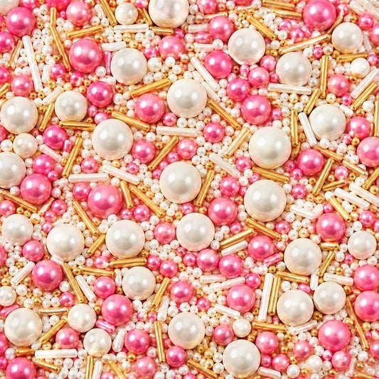 Confect Fusion Mashup Sprinkles – Pink & White Pearl Sprinkle Mix for Cake & Cupcake Decorating – Edible Baking Topping Balls - Vegan, Gluten-Free, Nut-Free, Soy-Free, Dairy-Free, Palm Oil-Free – 4.2 Oz