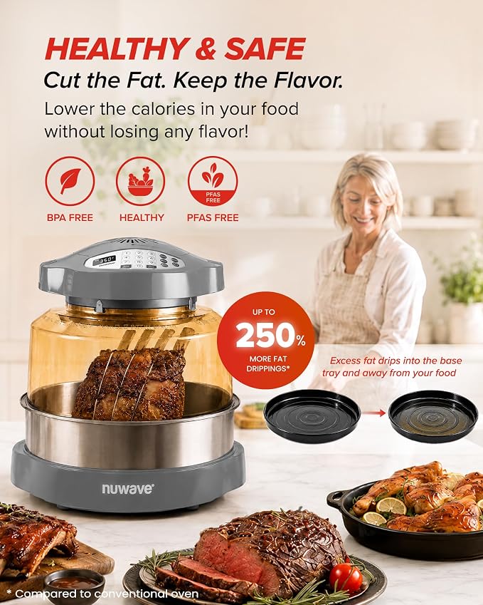 Nuwave Pro Plus 2 Countertop Infrared Oven with Stainless Steel Extender Ring, Triple Combo Cooking Power, Adjustable Temperature Control, Large Capacity Roaster, Air Fryer & Convection Oven, 20671V01