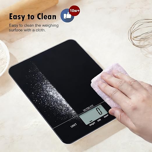 Digital Food Scale Kitchen Scales Grams and Ounces for Weight Loss Baking Cooking of NUTRI FIT, Max 11lb 1g Increment, Ultra-Thin Size and Hang to Wall