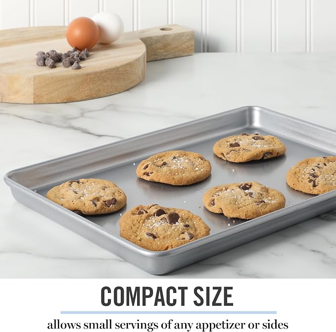 Martha Stewart Gallen 13 x 9 Inch Nonstick Carbon Steel Cookie Sheet - Silver Durable Baking Pan for Cookies, Brownies & Roasting