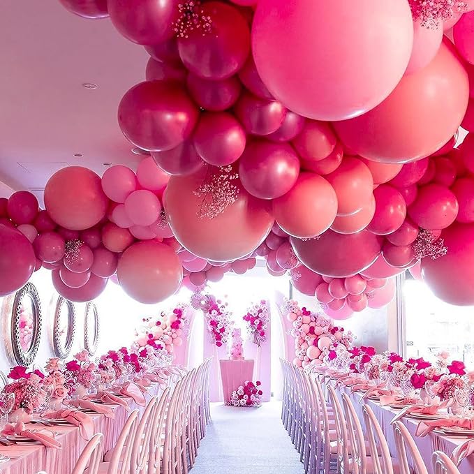 PartyWoo Hot Pink Balloons 100 pcs Different Sizes of 18 12 10 5 Inch Magenta Fuchsia Balloon Arch Kit Garland for Baby Shower Wedding Bridal Shower Anniversary Birthday Party Decorations Pink-Y12