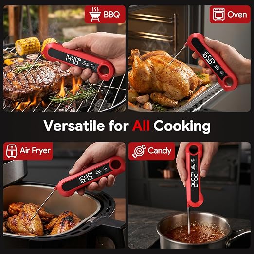 Meat Thermometer Digital, Instant Read Food Thermometer for Cooking, Grilling, BBQ,Candy,Smoker,Air Fryer, Professional Kitchen Gadgets, Gift for Fathers Day, Dad, Men, Husband, Him