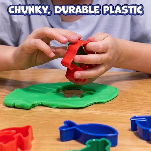 READY 2 LEARN Dough Roller and Cutters | Set of 17 | Dough Tools for Kids Ages 18m+ | Arts and Crafts Supplies for Toddlers | Roll, Cut, Mold and Play